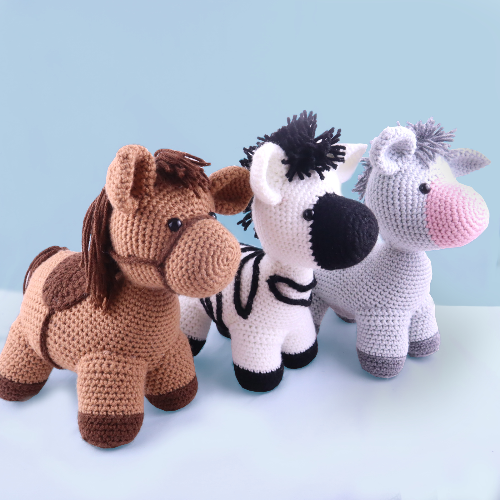 Free horse zebra donkey bundle amigurumi crochet pattern