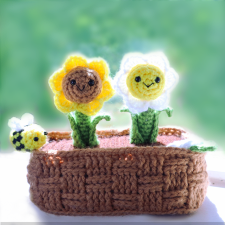 Free amigurumi flower basket crochet pattern plant