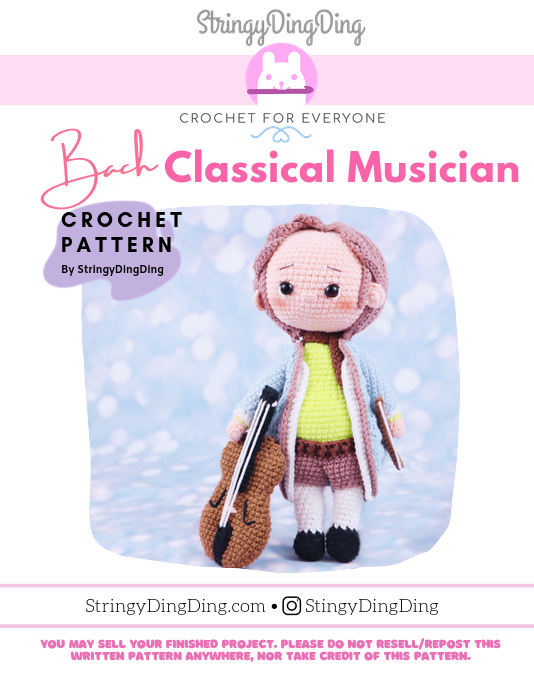 Bach Classical Musician Doll Amigurumi PDF - StringyDingDing
