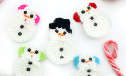 Snowman free crochet pattern applique ornament