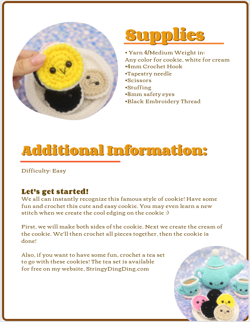 Sandwich Cookie Amigurumi - PDF Crochet Pattern