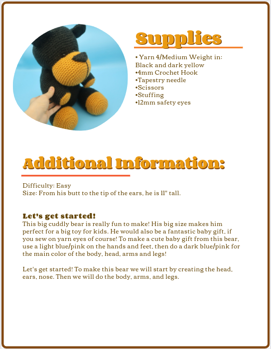 Big Black Bear Amigurumi - PDF Crochet Pattern