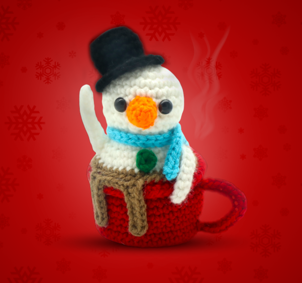 Free snowman amigurumi crochet pattern mug