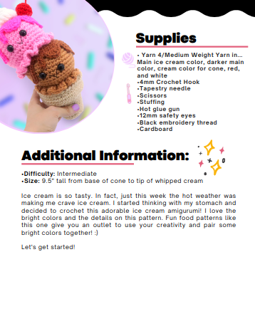 Ice Cream Amigurumi - PDF Crochet Pattern