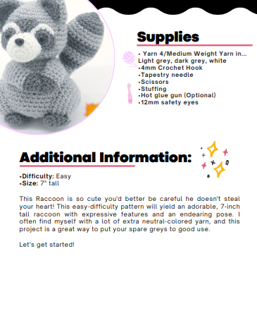 Raccoon Amigurumi - PDF Crochet Pattern