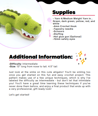 Alligator Amigurumi - PDF Crochet Pattern