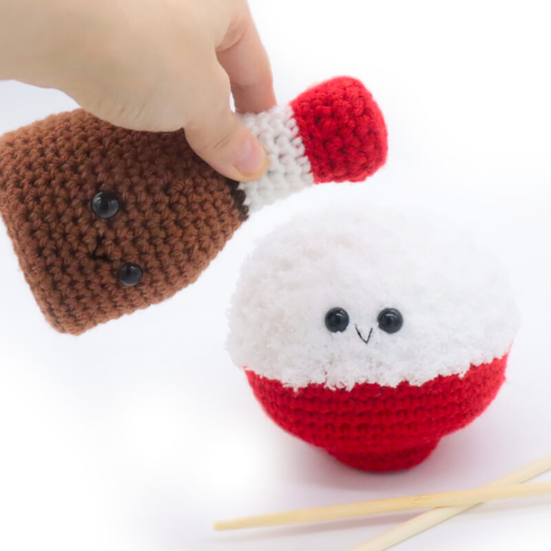 Fluffy rice amigurumi crochet pattern asian food cute
